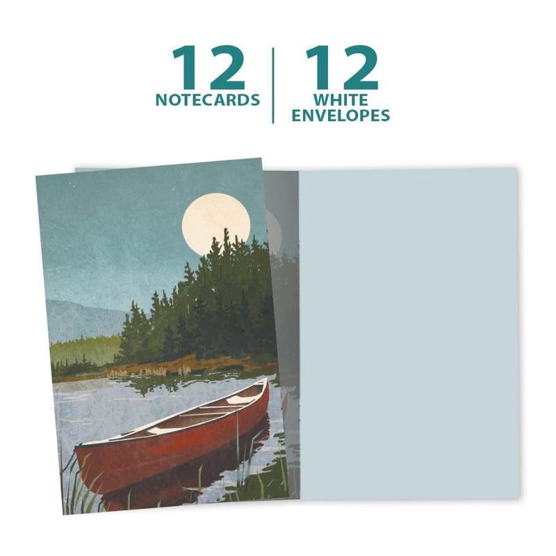 Tree-Free Greetings EcoNotes 12 Count Canoe with Moon All Occasion Notecard Set with Envelopes, 4 x 6 Inches (FS56093) - Image 5